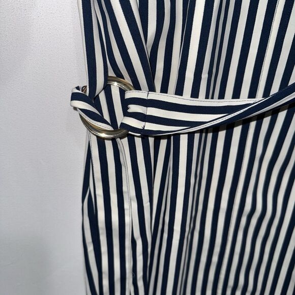 H&M Women Dresses Shift Navy White Sailor Stripe Nautical Polyester Size 4 - Picture 8 of 8